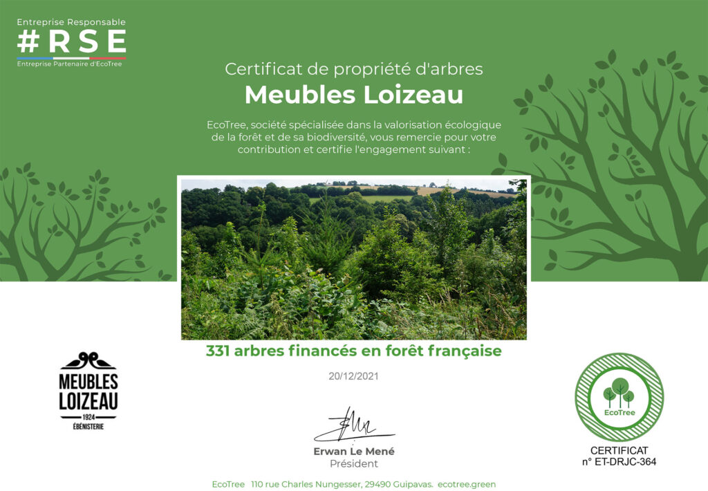 Meubles Loizeau Certificat General Ecotree