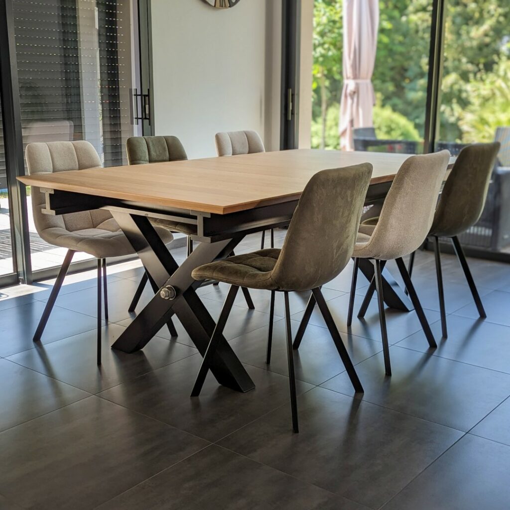 Table ATELIER extensible avec rallonges Atelier Meubles Loizeau ébénisterie à La Romagne (49) Fabrication de mobilier sur-mesure à Cholet